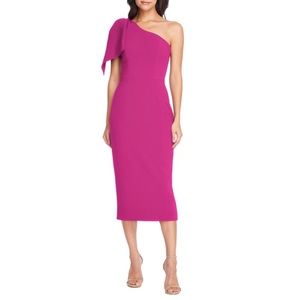 NWt Dress The Population Tiffany Bo One Shoulder Dress Hibiscus Pink